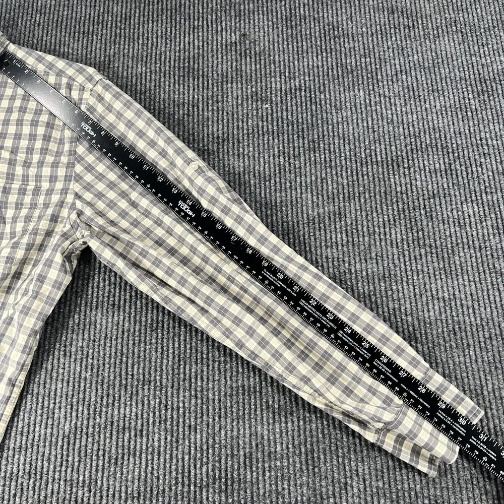 Banana Republic Shirt Mens Size Large Yellow Gray Plaid Long Sleeve Button Up